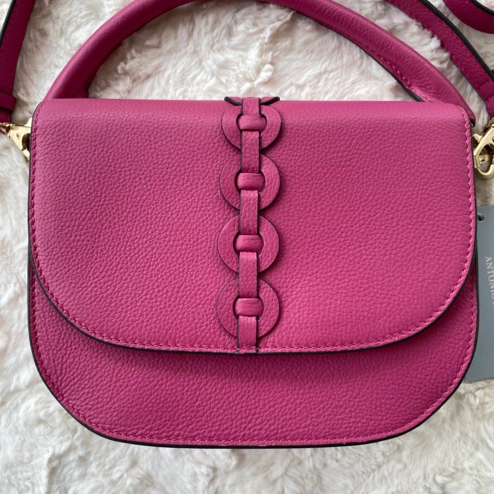 Antonio Melani Rosie Crossbody Bag Women Bright Pink Leather‎ Barbiecore Chic